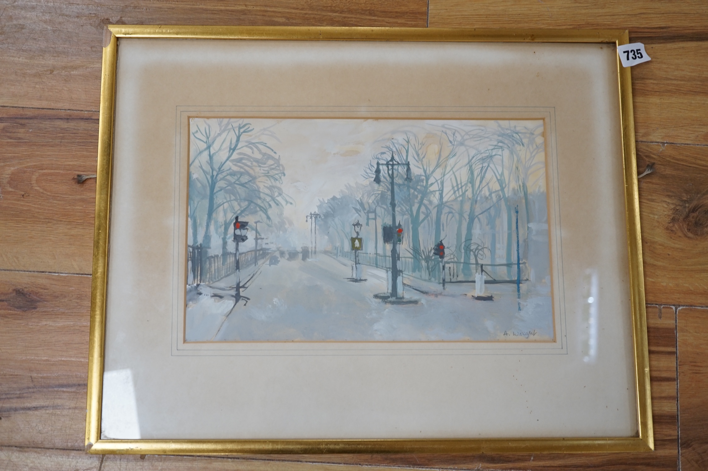 A. Wright, watercolour and gouache, 'Eaton Square, Belgravia', signed, 21 x 34cm. Condition - poor